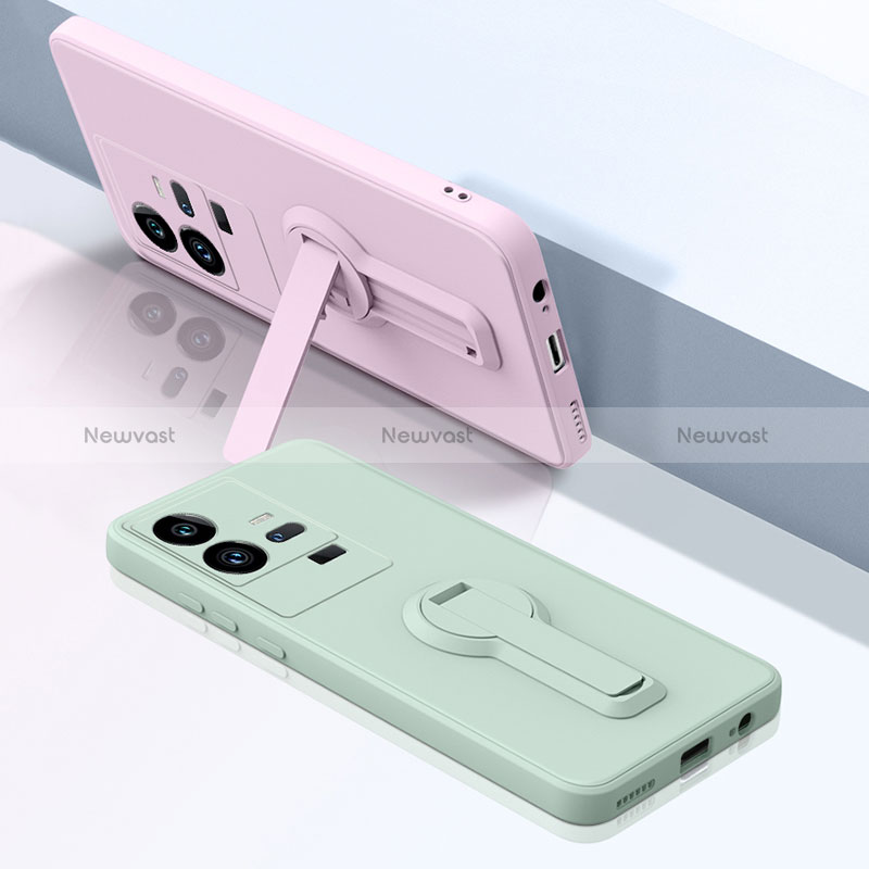 Ultra-thin Silicone Gel Soft Case Cover with Stand S01 for Vivo iQOO 11 Pro 5G