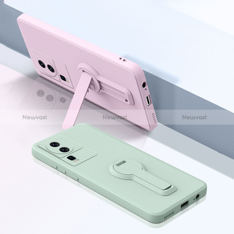 Ultra-thin Silicone Gel Soft Case Cover with Stand S01 for Vivo iQOO Neo7 5G