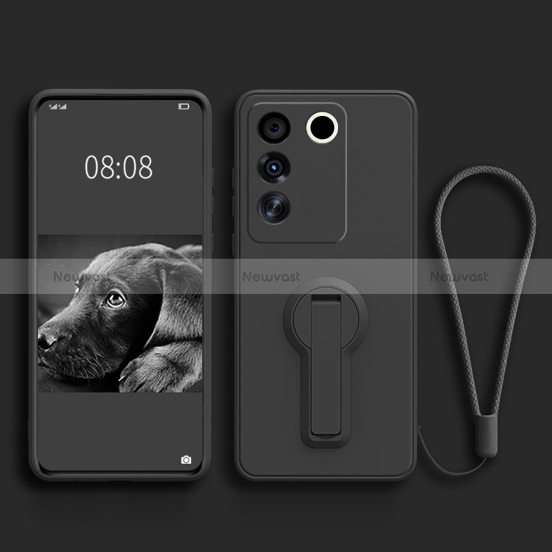 Ultra-thin Silicone Gel Soft Case Cover with Stand S01 for Vivo V27 Pro 5G