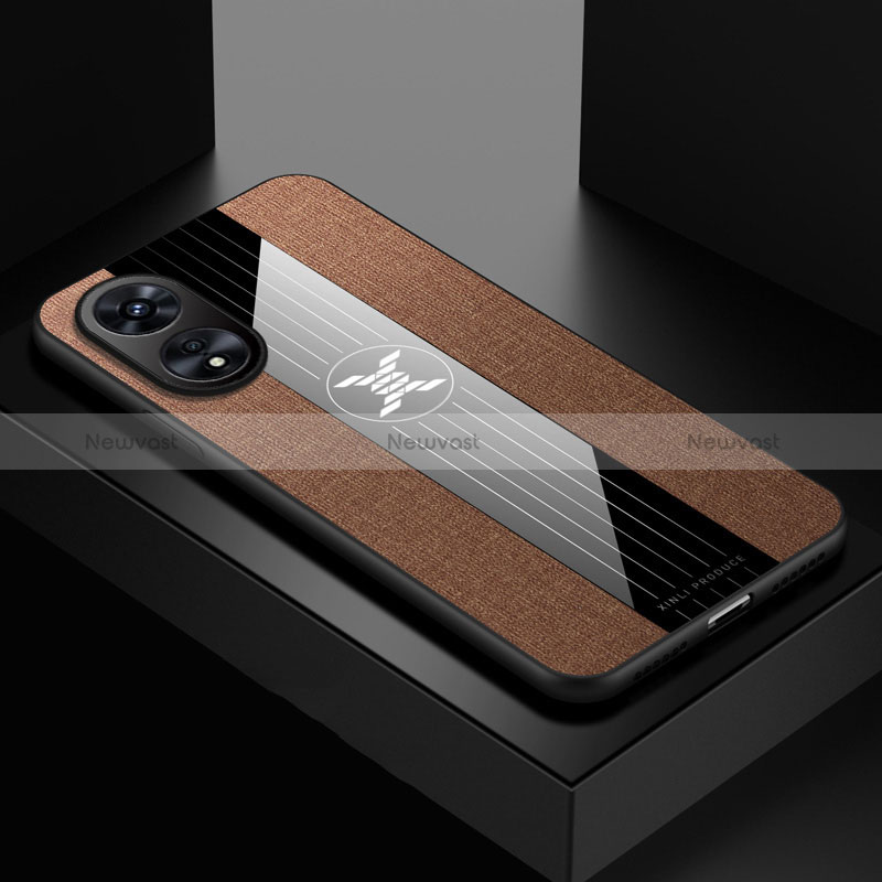 Ultra-thin Silicone Gel Soft Case Cover X01L for Oppo A58 5G Brown