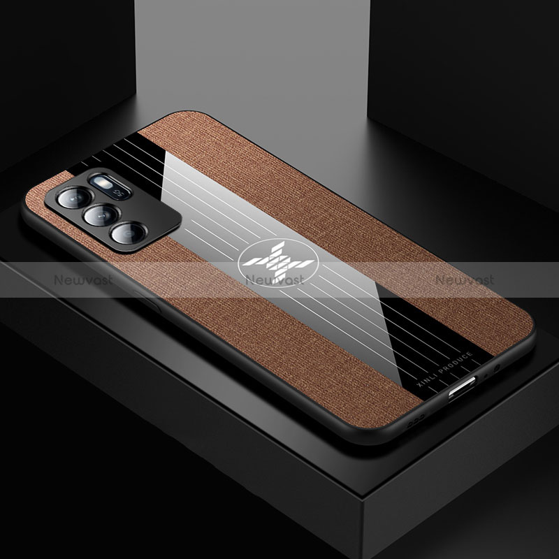 Ultra-thin Silicone Gel Soft Case Cover X01L for Oppo Reno6 Z 5G Brown