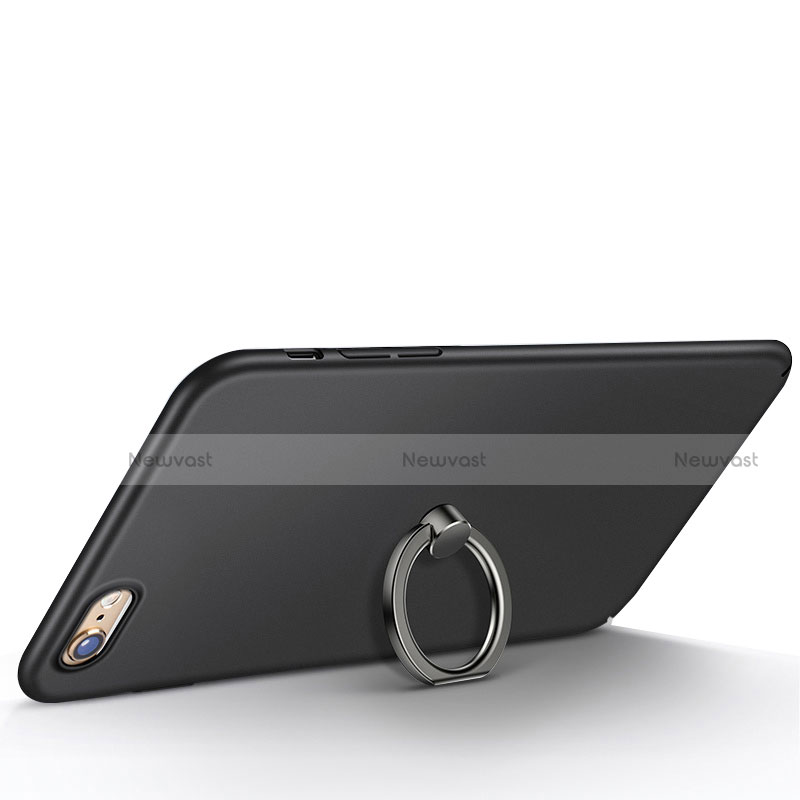 Ultra-thin Silicone Gel Soft Case with Finger Ring Stand A01 for Apple iPhone 6S Black