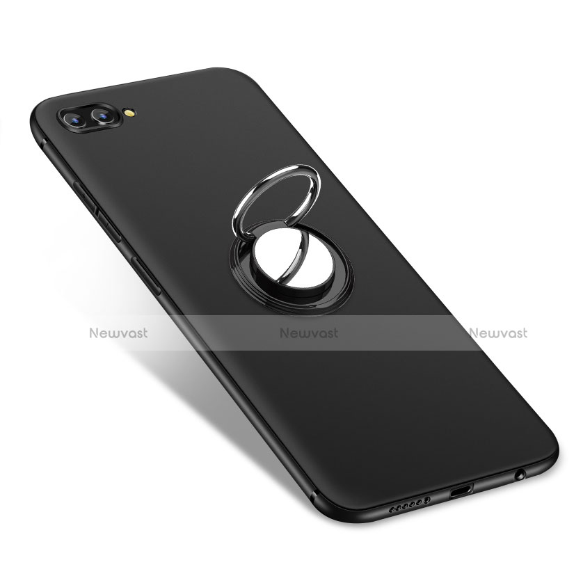 Ultra-thin Silicone Gel Soft Case with Finger Ring Stand A01 for Huawei Honor View 10 Black