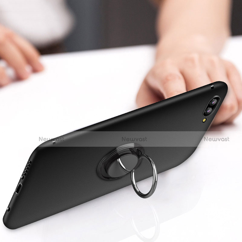 Ultra-thin Silicone Gel Soft Case with Finger Ring Stand A01 for Huawei Honor View 10 Black