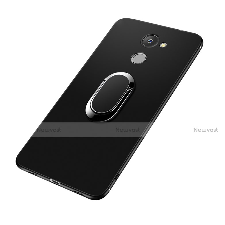 Ultra-thin Silicone Gel Soft Case with Finger Ring Stand A02 for Huawei Enjoy 7 Plus Black