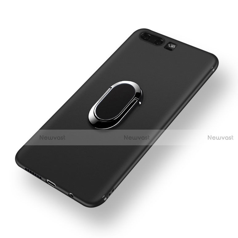 Ultra-thin Silicone Gel Soft Case with Finger Ring Stand A02 for Huawei Honor 9 Premium Black