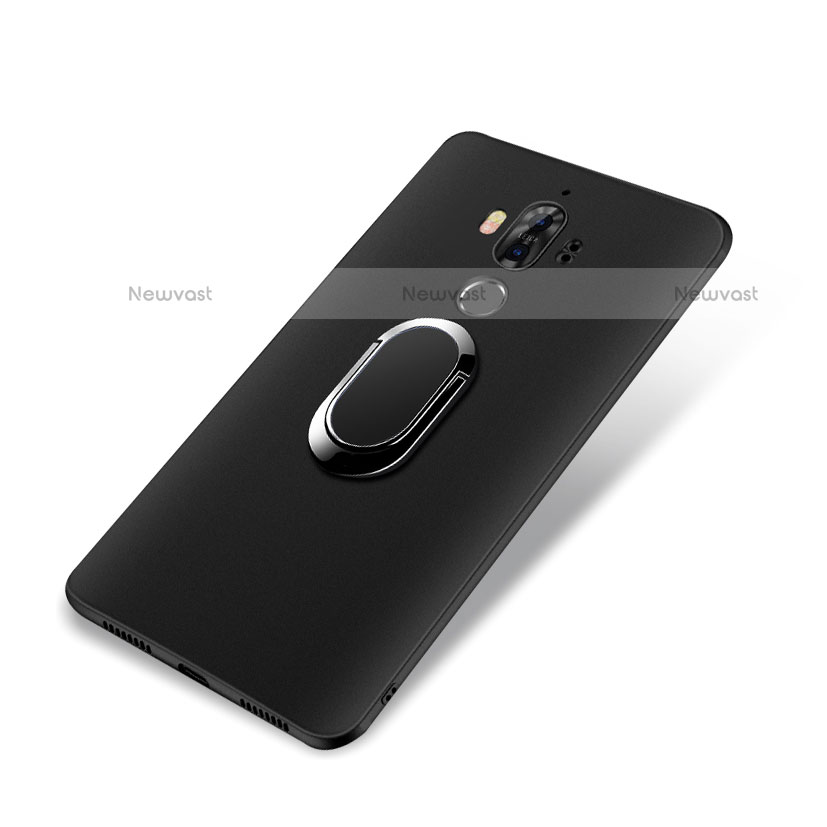 Ultra-thin Silicone Gel Soft Case with Finger Ring Stand A02 for Huawei Mate 9 Black
