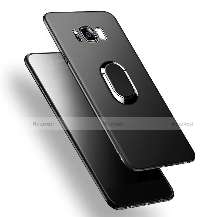 Ultra-thin Silicone Gel Soft Case with Finger Ring Stand A02 for Samsung Galaxy S8 Black