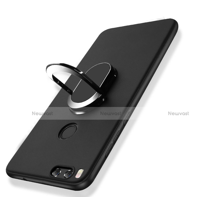 Ultra-thin Silicone Gel Soft Case with Finger Ring Stand A02 for Xiaomi Mi 6 Black