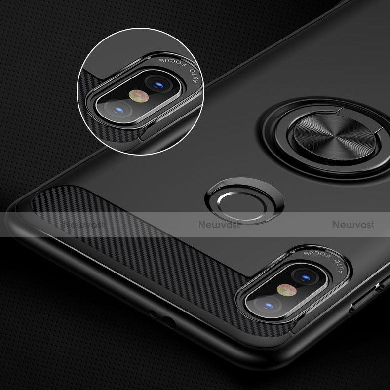 Ultra-thin Silicone Gel Soft Case with Finger Ring Stand A02 for Xiaomi Redmi Note 5 AI Dual Camera Black