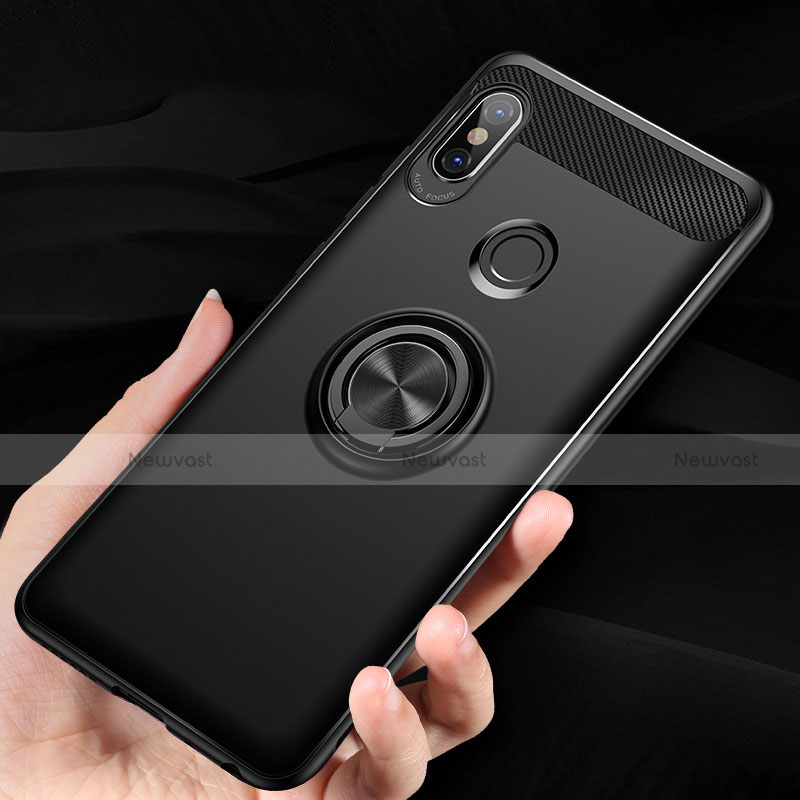 Ultra-thin Silicone Gel Soft Case with Finger Ring Stand A02 for Xiaomi Redmi Note 5 Pro Black