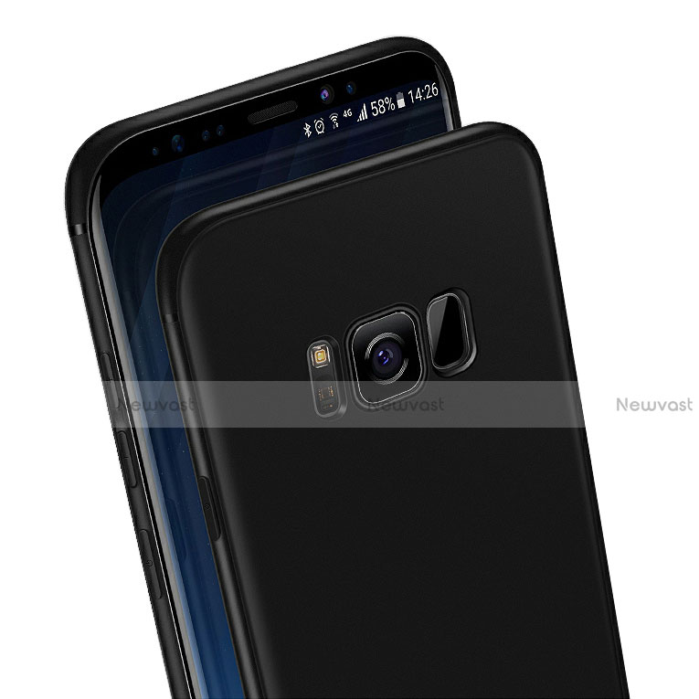 Ultra-thin Silicone Gel Soft Case with Finger Ring Stand A03 for Samsung Galaxy S8 Plus Black