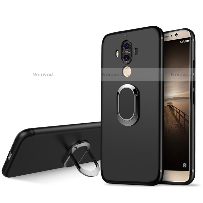 Ultra-thin Silicone Gel Soft Case with Finger Ring Stand A04 for Huawei Mate 9 Black