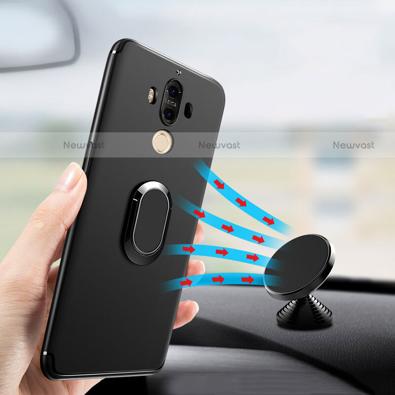 Ultra-thin Silicone Gel Soft Case with Finger Ring Stand A04 for Huawei Mate 9 Black