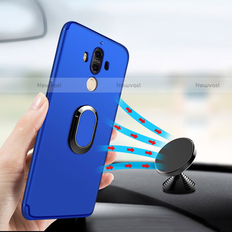 Ultra-thin Silicone Gel Soft Case with Finger Ring Stand A04 for Huawei Mate 9 Blue