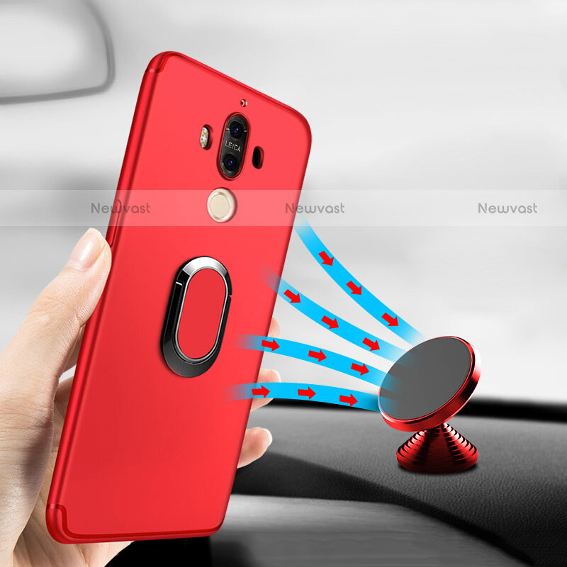 Ultra-thin Silicone Gel Soft Case with Finger Ring Stand A04 for Huawei Mate 9 Red