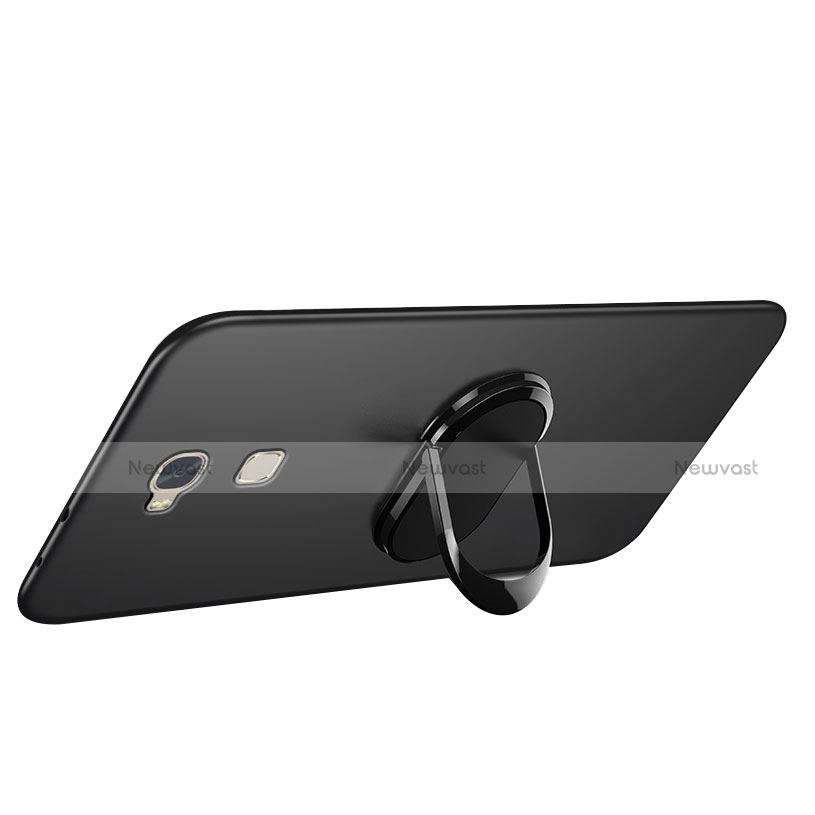 Ultra-thin Silicone Gel Soft Case with Finger Ring Stand for Huawei GR5 Black