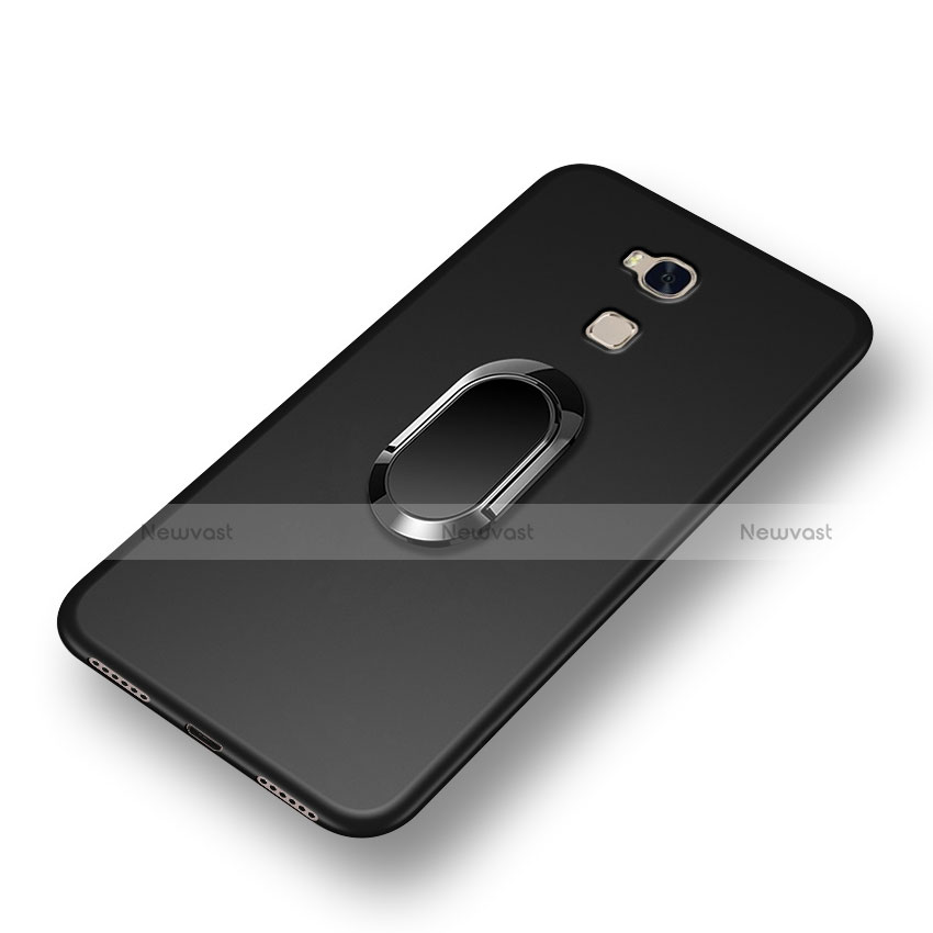 Ultra-thin Silicone Gel Soft Case with Finger Ring Stand for Huawei GR5 Black