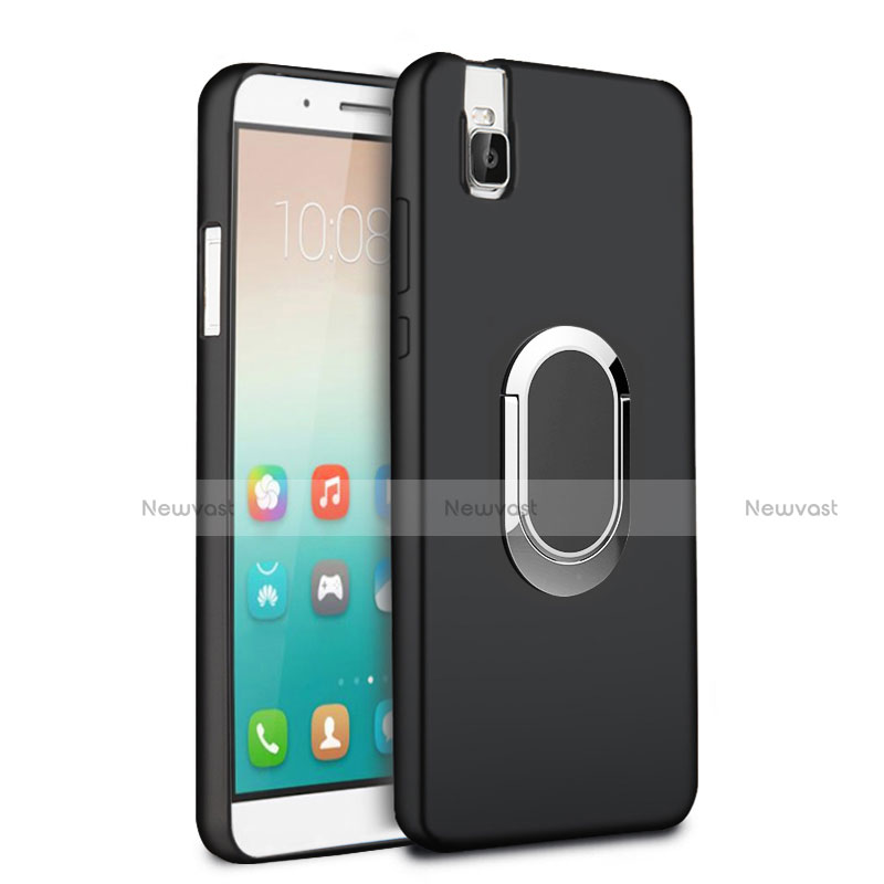 Ultra-thin Silicone Gel Soft Case with Finger Ring Stand for Huawei Honor 7i shot X Black