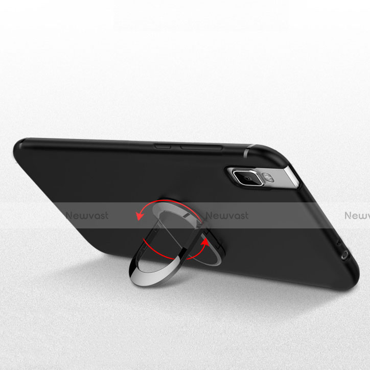 Ultra-thin Silicone Gel Soft Case with Finger Ring Stand for Huawei Honor 7i shot X Black