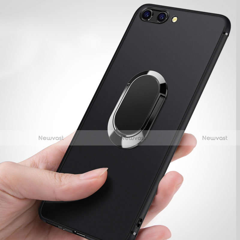 Ultra-thin Silicone Gel Soft Case with Finger Ring Stand for Huawei Honor V10 Black