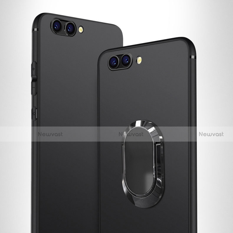 Ultra-thin Silicone Gel Soft Case with Finger Ring Stand for Huawei Honor View 10 Black