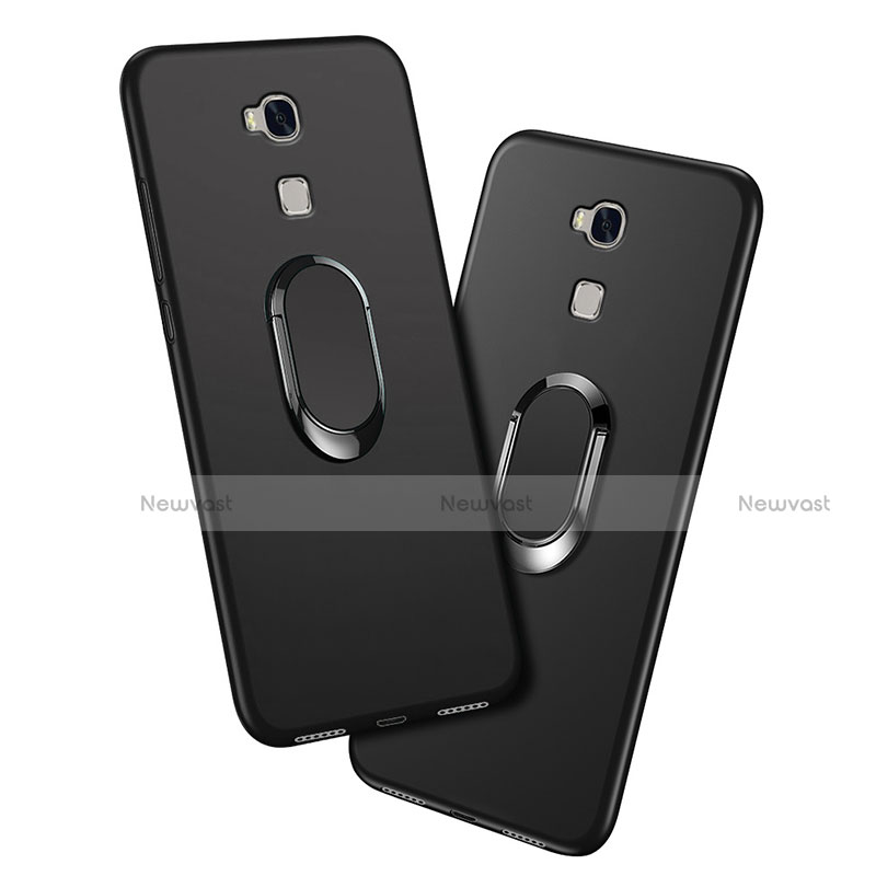 Ultra-thin Silicone Gel Soft Case with Finger Ring Stand for Huawei Honor X5 Black