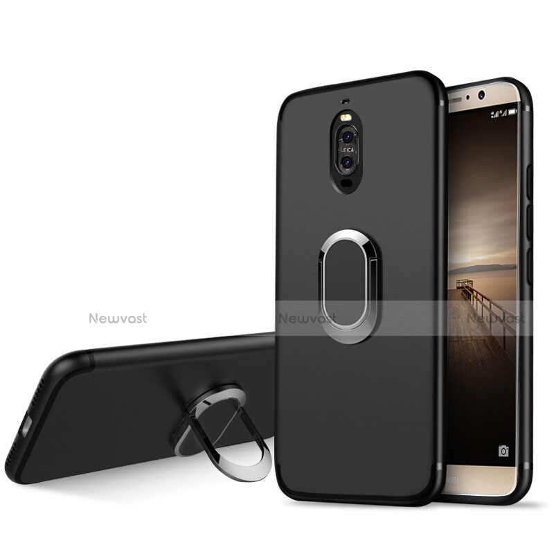 Ultra-thin Silicone Gel Soft Case with Finger Ring Stand for Huawei Mate 9 Pro Black