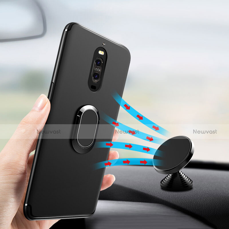 Ultra-thin Silicone Gel Soft Case with Finger Ring Stand for Huawei Mate 9 Pro Black