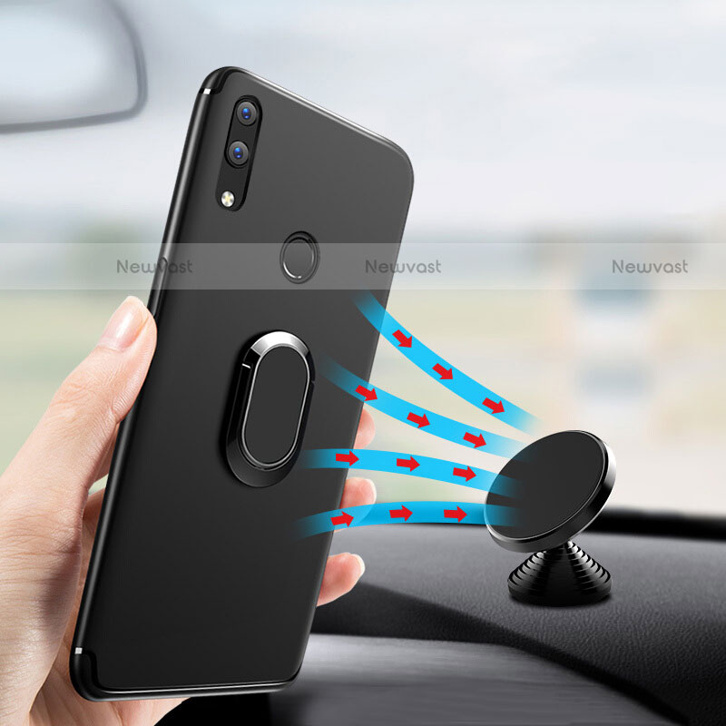 Ultra-thin Silicone Gel Soft Case with Finger Ring Stand for Huawei Nova 3e Black