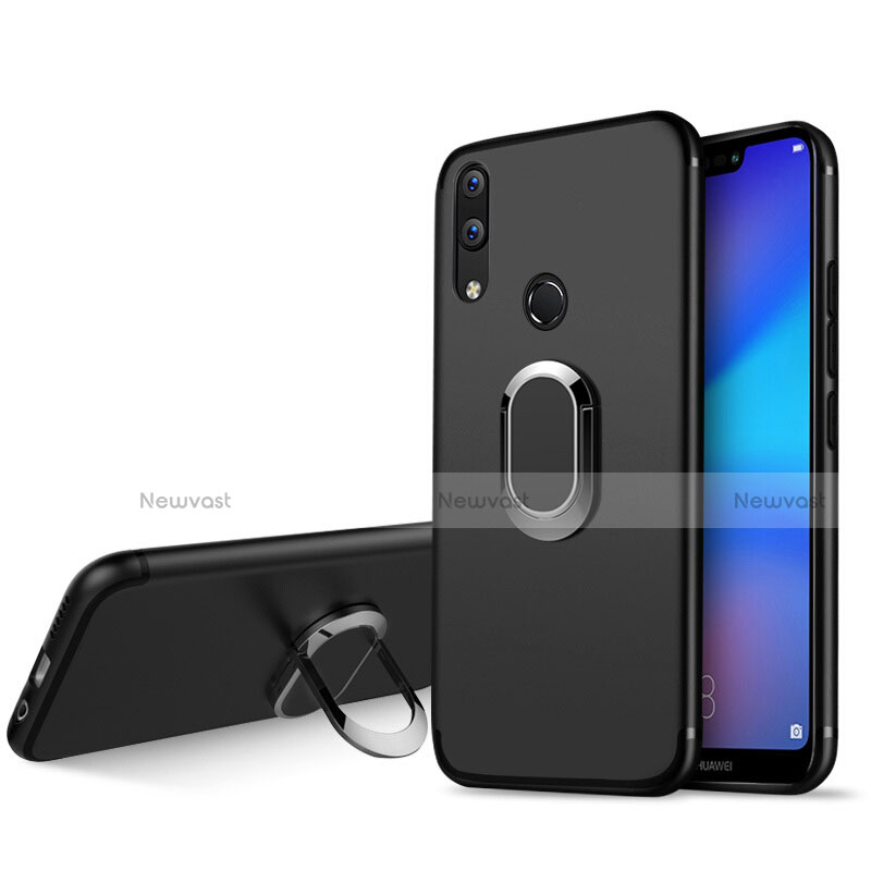 Ultra-thin Silicone Gel Soft Case with Finger Ring Stand for Huawei P20 Lite Black