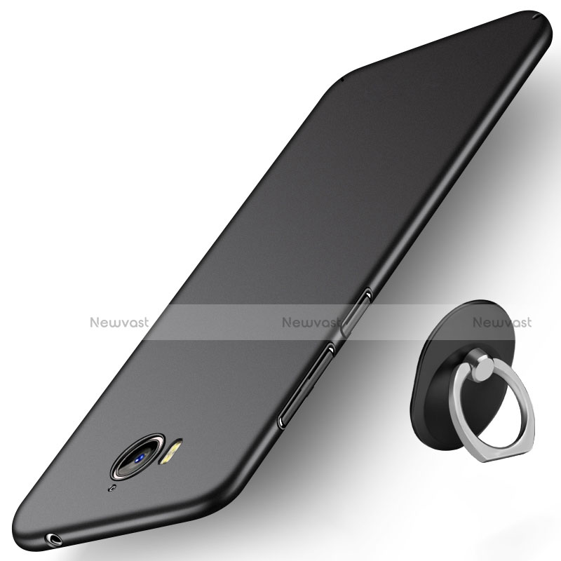 Ultra-thin Silicone Gel Soft Case with Finger Ring Stand for Huawei Y6 (2017) Black