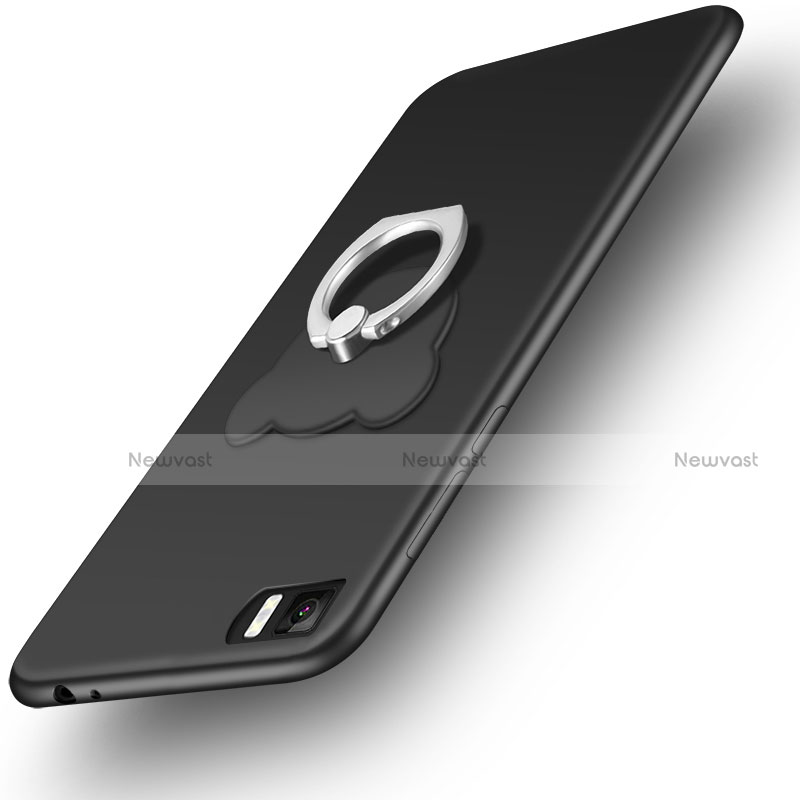 Ultra-thin Silicone Gel Soft Case with Finger Ring Stand for Xiaomi Mi 3 Black
