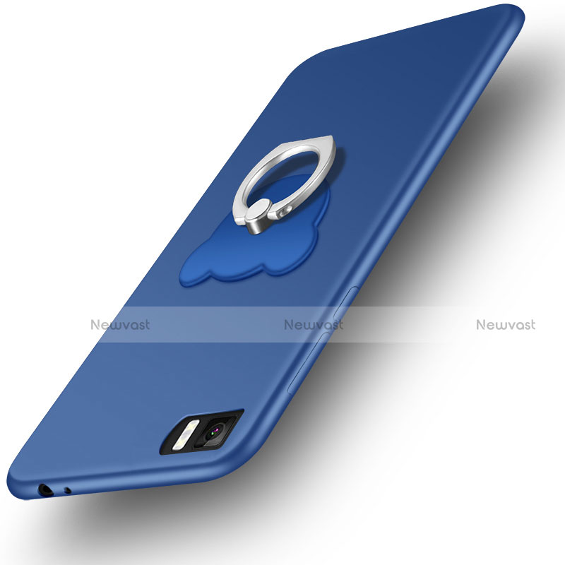 Ultra-thin Silicone Gel Soft Case with Finger Ring Stand for Xiaomi Mi 3 Blue