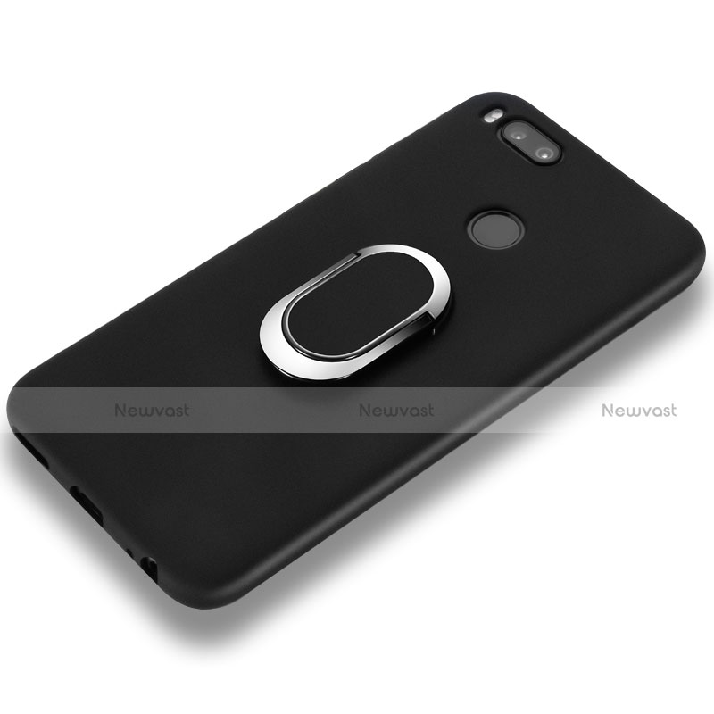 Ultra-thin Silicone Gel Soft Case with Finger Ring Stand for Xiaomi Mi 5X Black