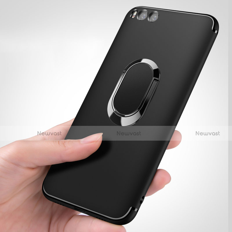 Ultra-thin Silicone Gel Soft Case with Finger Ring Stand for Xiaomi Mi 6 Black