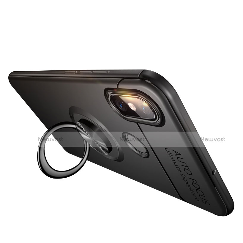Ultra-thin Silicone Gel Soft Case with Finger Ring Stand for Xiaomi Mi 8 Black
