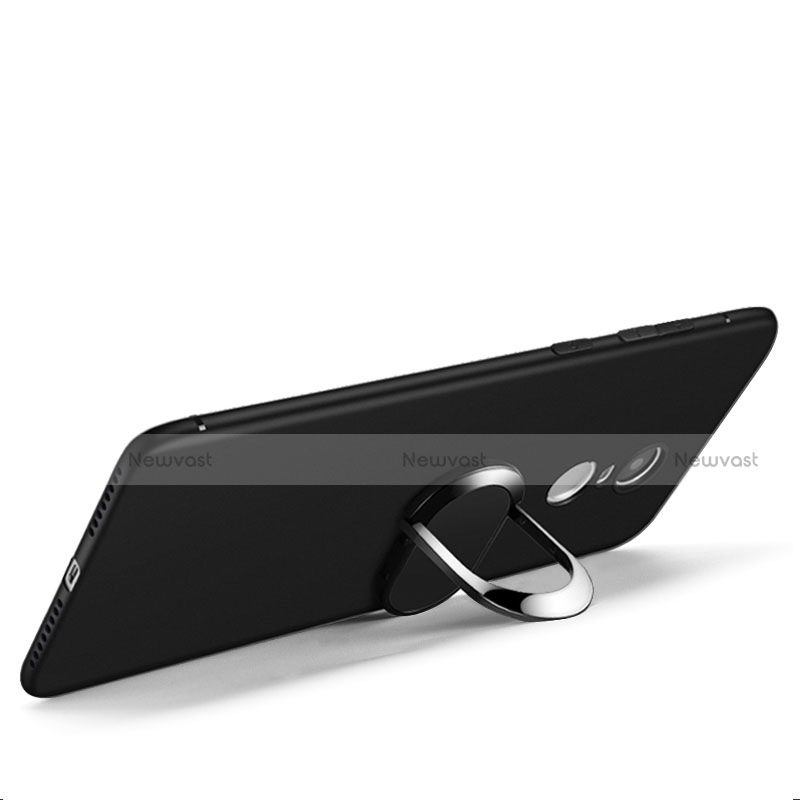 Ultra-thin Silicone Gel Soft Case with Finger Ring Stand for Xiaomi Redmi Note 4 Standard Edition Black