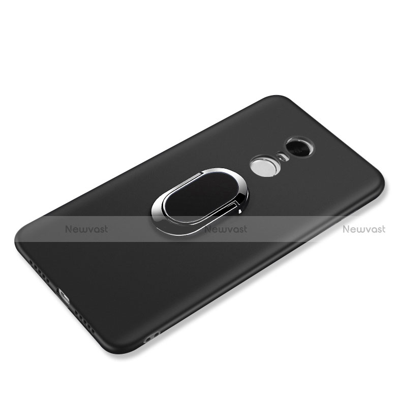 Ultra-thin Silicone Gel Soft Case with Finger Ring Stand for Xiaomi Redmi Note 4 Standard Edition Black