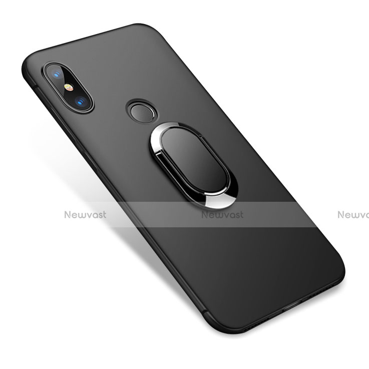 Ultra-thin Silicone Gel Soft Case with Finger Ring Stand for Xiaomi Redmi Note 5 AI Dual Camera Black