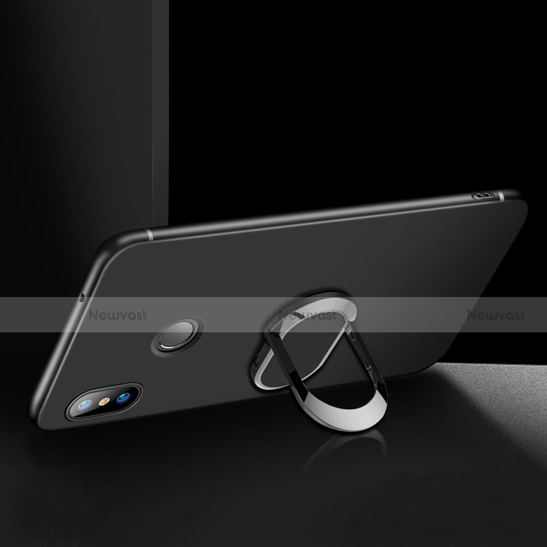 Ultra-thin Silicone Gel Soft Case with Finger Ring Stand for Xiaomi Redmi Note 5 AI Dual Camera Black