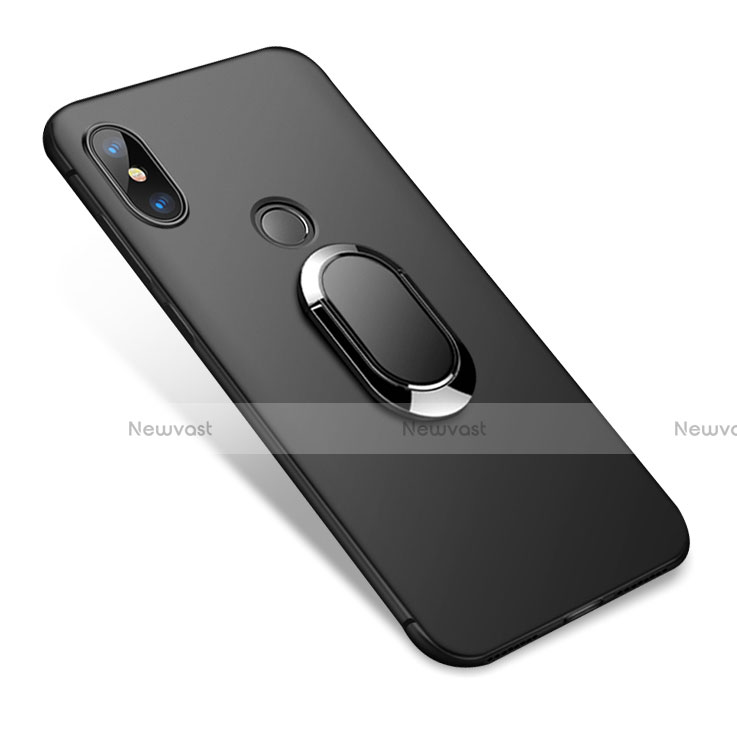 Ultra-thin Silicone Gel Soft Case with Finger Ring Stand for Xiaomi Redmi Note 5 Black