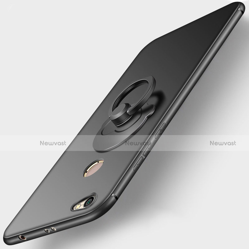 Ultra-thin Silicone Gel Soft Case with Finger Ring Stand for Xiaomi Redmi Note 5A High Edition Black