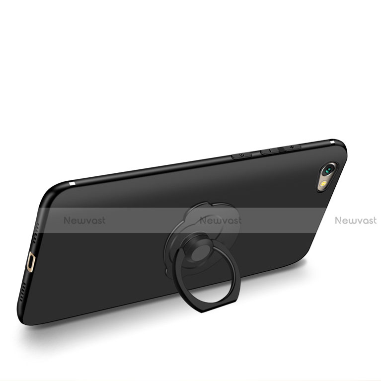 Ultra-thin Silicone Gel Soft Case with Finger Ring Stand for Xiaomi Redmi Note 5A Pro Black