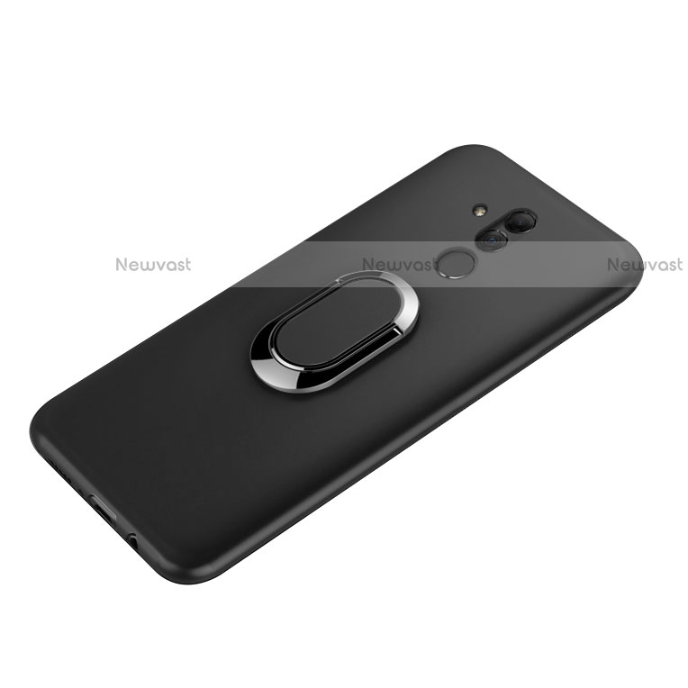 Ultra-thin Silicone Gel Soft Case with Magnetic Finger Ring Stand A02 for Huawei Maimang 7 Black