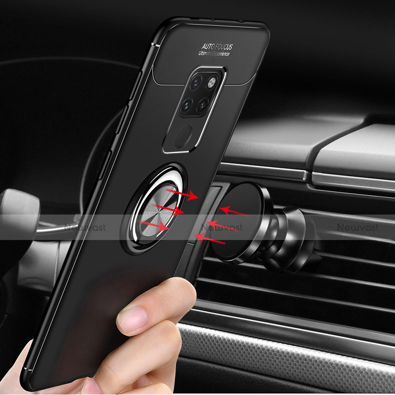 Ultra-thin Silicone Gel Soft Case with Magnetic Finger Ring Stand A02 for Huawei Mate 20 Black