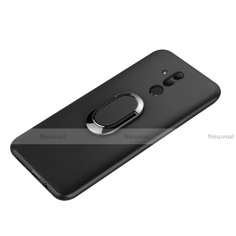 Ultra-thin Silicone Gel Soft Case with Magnetic Finger Ring Stand A02 for Huawei Mate 20 Lite Black