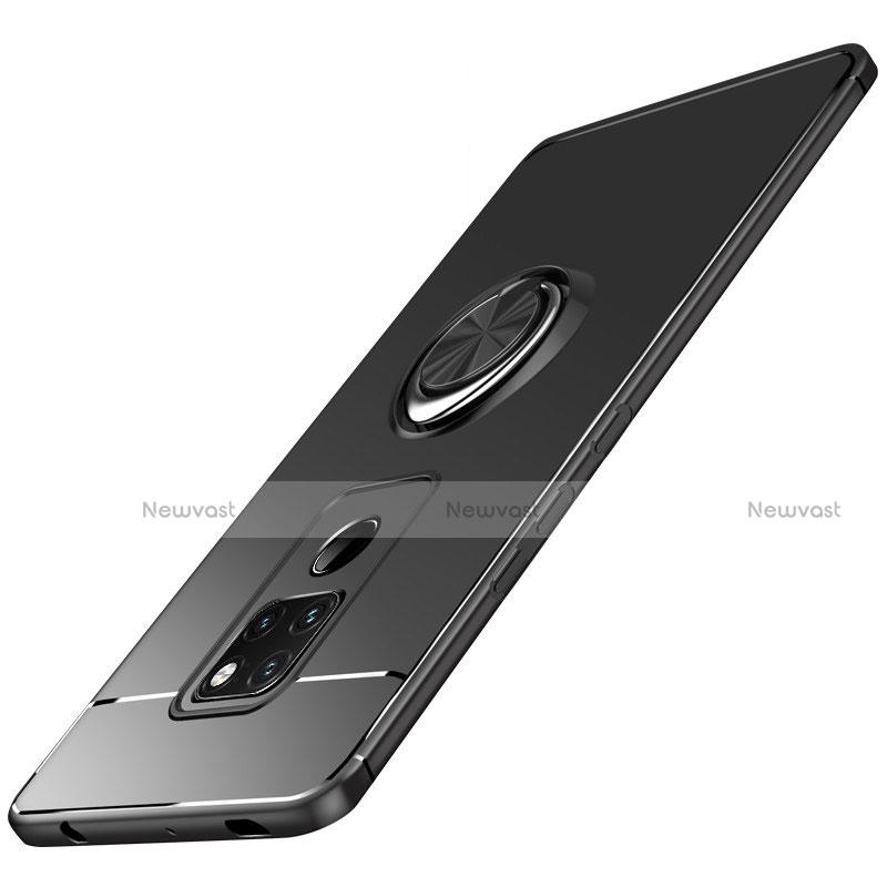 Ultra-thin Silicone Gel Soft Case with Magnetic Finger Ring Stand A03 for Huawei Mate 20 Black