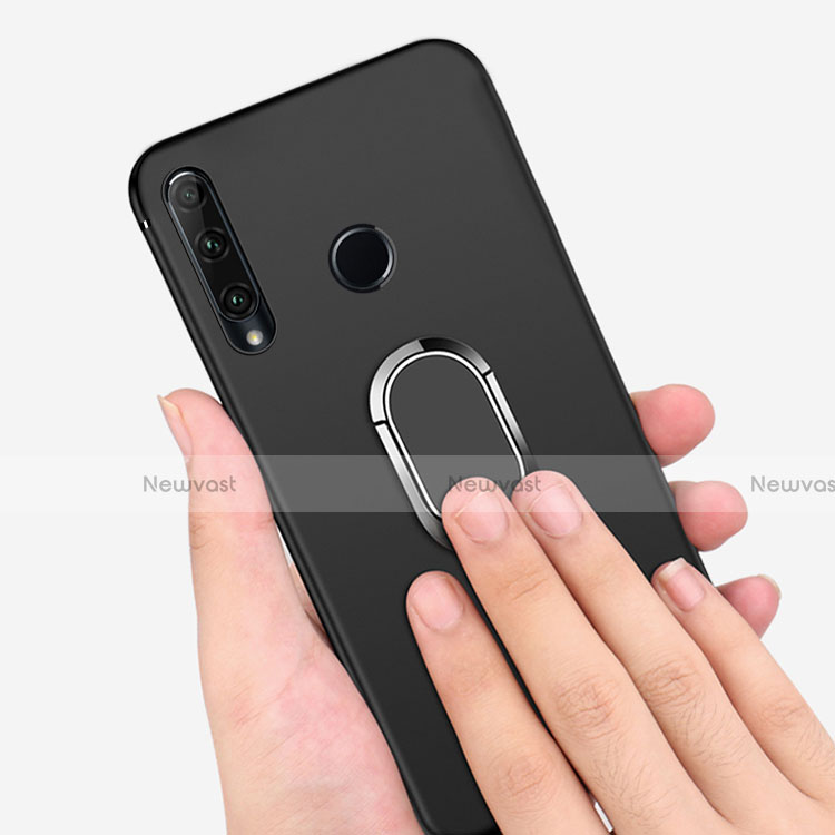 Ultra-thin Silicone Gel Soft Case with Magnetic Finger Ring Stand for Huawei Honor 20E Black