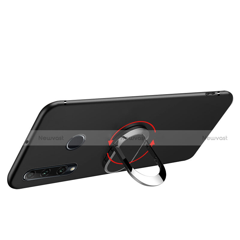 Ultra-thin Silicone Gel Soft Case with Magnetic Finger Ring Stand for Huawei Honor 20E Black